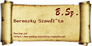 Bereszky Szavéta névjegykártya